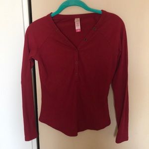 Red Basic Long Sleeve Top